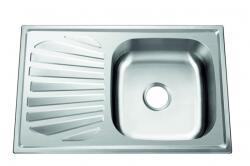 Inter Ceramic Chiuveta inox Inter Ceramic Tampico cu o cuva si picurator stanga finisaj inox satinat 80x50 cm (8022 L) Chiuveta