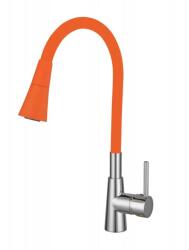 Inter Ceramic Baterie bucatarie cu pipa flexibila Inter Ceramic Havana finisaj crom lucios-portocaliu mat cu 2 functii (7108223 HAVANA ORANGE)