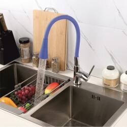 Inter Ceramic Baterie bucatarie cu pipa flexibila Inter Ceramic Havana finisaj crom lucios-albastru mat cu 2 functii (7108223 HAVANA BLUE)