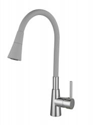 Inter Ceramic Baterie bucatarie cu pipa flexibila Inter Ceramic Havana finisaj crom lucios-gri mat cu 2 functii (7108223 HAVANA GREY)