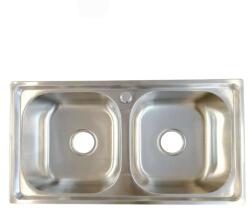 Inter Ceramic Chiuveta inox Inter Ceramic cu doua cuve fara picurator finisaj inox satinat 76x41 cm (7641 GR) Chiuveta