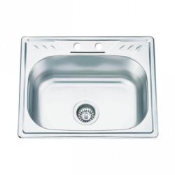 Inter Ceramic Chiuveta inox Inter Ceramic Alpaca cu o cuva fara picurator finisaj inox lucios 53x42.5 cm (5443) Chiuveta