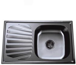 Inter Ceramic Chiuveta inox Inter Ceramic cu o cuva cu picurator stanga finisaj negru lucios 80x50 cm (8022B L) Chiuveta