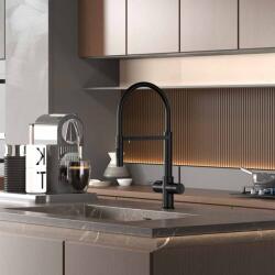 Inter Ceramic Baterie bucatarie cu pipa flexibila Inter Ceramic Acqua Pura compatibila cu sistem filtrare apa negru mat (7207074MB)