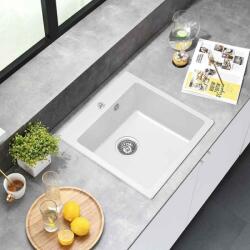 Inter Ceramic Chiuveta compozit Inter Ceramic finisaj granit alb 50x50 cm (5050 WHITE) Chiuveta