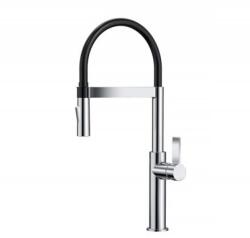 Inter Ceramic Baterie bucatarie cu pipa flexibila Inter Ceramic finisaj crom-negru cu 2 functii (7169184C)