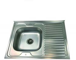 Inter Ceramic Chiuveta inox Inter Ceramic Alpaca cu o cuva cu picurator dreapta finisaj inox satinat 86x60 cm (8660A R) Chiuveta