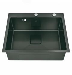 Inter Ceramic Chiuveta inox Inter Ceramic cu o cuva fara picurator finisaj negru satinat 50x42 cm (5032B) Chiuveta