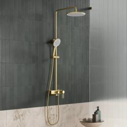 FDesign Coloana de dus cu baterie monocomanda FDesign Zaffiro finisaj auriu periat (FD1-ZFR-7USET1-57)