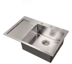 Inter Ceramic Chiuveta inox Inter Ceramic cu o cuva cu picurator stanga finisaj inox satinat 78x51 cm (7951C) Chiuveta