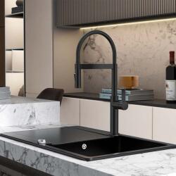 Inter Ceramic Baterie bucatarie cu pipa flexibila Inter Ceramic finisaj negru mat cu 2 functii (7169184MB)
