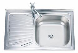 Inter Ceramic Chiuveta inox Inter Ceramic cu o cuva si picurator stanga finisaj inox lucios 80x50 cm (8050A*18 L) Chiuveta