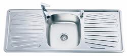 Inter Ceramic Chiuveta inox Inter Ceramic Alpaca cu o cuva si picurator in dreapta si stanga finisaj inox 120x50 cm (12050 D) Chiuveta
