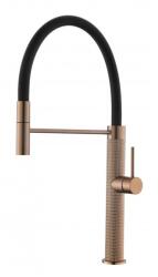 Inter Ceramic Baterie bucatarie cu pipa flexibila Inter Ceramic finisaj Rose Gold-negru mat (7789809RG)