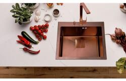 Inter Ceramic Chiuveta inox Inter Ceramic cu o cuva fara picurator finisaj cupru satinat 50x42 cm (5032K) Chiuveta