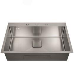Inter Ceramic Chiuveta inox Inter Ceramic cu o cuva fara picurator finisaj inox satinat 75x50 cm (7550 / 7750) Chiuveta