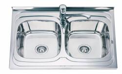 Inter Ceramic Chiuveta inox Inter Ceramic cu doua cuve finisaj inox lucios 80x60 cm (8060S) Chiuveta