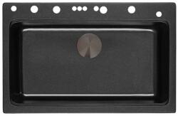 Inter Ceramic Chiuveta compozit Inter Ceramic finisaj granit negru 76x49 cm cu orificiu baterie (8276 BLACK) Chiuveta