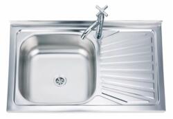 Inter Ceramic Chiuveta inox Inter Ceramic cu o cuva si picurator dreapta finisaj inox lucios 80x50 cm (8050A*18 R) Chiuveta