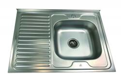 Inter Ceramic Chiuveta inox Inter Ceramic Alpaca cu o cuva cu picurator stanga finisaj inox satinat 86x60 cm (8660A L) Chiuveta