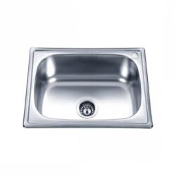 Inter Ceramic Chiuveta inox Inter Ceramic Alpaca cu o cuva fara picurator finisaj inox lucios 63x47 cm (6045) Chiuveta