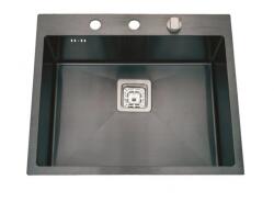 Inter Ceramic Chiuveta inox Inter Ceramic cu o cuva fara picurator finisaj negru satinat 60x50 cm (6052B) Chiuveta