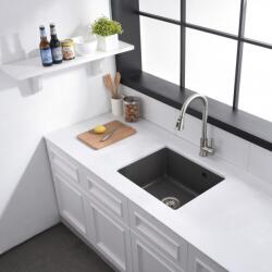 Inter Ceramic Chiuveta compozit Inter Ceramic finisaj gri granit 55x45 cm fara picurator (ICGS 8274G) Chiuveta