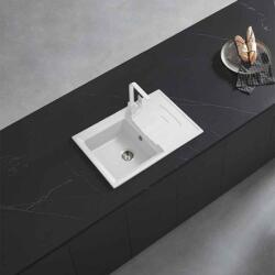 Inter Ceramic Chiuveta compozit Inter Ceramic finisaj alb 78x50 cm cu picurator (8104 WHITE) Chiuveta