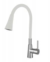 Inter Ceramic Baterie bucatarie cu pipa flexibila Inter Ceramic Havana finisaj crom lucios-alb mat cu 2 functii (7108223 HAVANA WHITE)