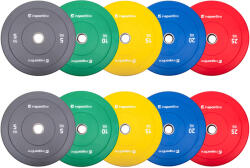 inSPORTline 2x5 darabos gumis súlytárcsa szett inSPORTline Bumper Plate Go 2x 5-25 kg 50 mm, otthoni és edzőtermi használatra, kiváló kivitelezés, kopásálló kialakítás (31395-SADA) Súlytárcsa