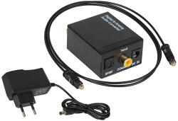 Convertor optic TOSLINK DAC la 2xRCA+jack cu adaptor de alimentare (91-202-)