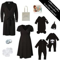  Moniel luxus kórházi szett kismamáknak és babáknak All Black fekete ingyen ajándék hálóinggel, XL-es méret