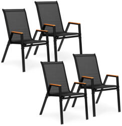 Homelux 4 db-os fémvázas kerti szék szett, fekete (SC-092W-4-1)