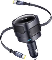 Baseus Enjoyment Max autós töltő USB-C+USB-C kábelekkel 60W Fekete (I-49969)