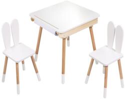 ELIS design Set pentru copii reglabil BUNNY, masă și 2 scaune, alb/maro