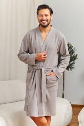 DN Nightwear Sand férfi pamut fürdőköpeny, bézs, L