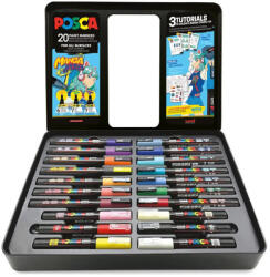 uni Marker UNI Posca Manga Hero, 20 buc/set, cutie metalica