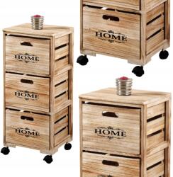 Kesper Fa gurulós szekrény 34x31x78 cm Home retro nappali polc fiókok (14290-kpr)