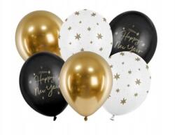 PartyDeco Lufik 30 cm, Happy New Year, mix (1 op. 6 db)