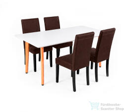 Leziter Verona 150 4+1 étkező garnitúra fehér-barna LN-102-15090-RE_LKE-BR_4 (LN-102-15090-RE_LKE-BR_4)