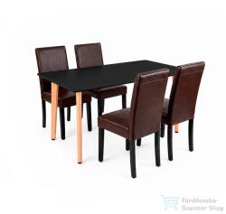 Leziter Verona 120 4+1 étkező garnitúra fekete-barna LN-102-12070-RE-BL_LKE-BR_4 (LN-102-12070-RE-BL_LKE-BR_4)