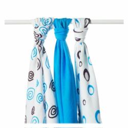 XKKO BMB Bambusz pelenka Spirals&Bubbles 70x70 - Cyan MIX (3db)