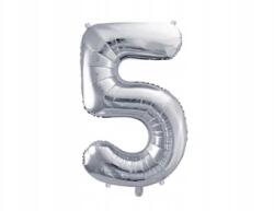 PartyDeco Fólia lufi ''5'', 72cm, ezüst