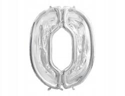 PartyDeco Számforma ''0'' latex lufikhoz, 126cm, ezüst fényes