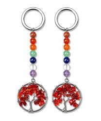  Breloc Coral Rosu 10 cm Copacul Vietii cu Pietre 7 Chakre Decorativ 1 Buc