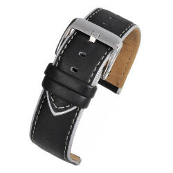 LBS Curea Ceas Piele Naturala cu Intaritura (neagra) 20mm