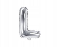 PartyDeco Fólia lufi ''L'' betű, 35cm, ezüst