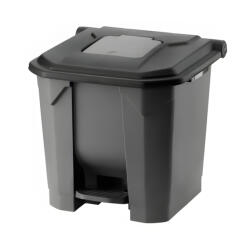 PLANET Szelektív hulladékgyűjtő konténer, műanyag, pedálos, antracit/fekete, 30L - atadcleankft