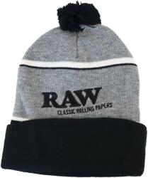  Raw pomponos téli sapka, szürke-fekete