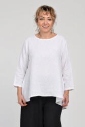 SHOPIKA Bluza evazata cu clin la spate din in, alba Talie unica